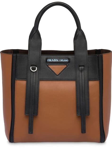 prada ouverture tote small brown|Prada totes farfetch.